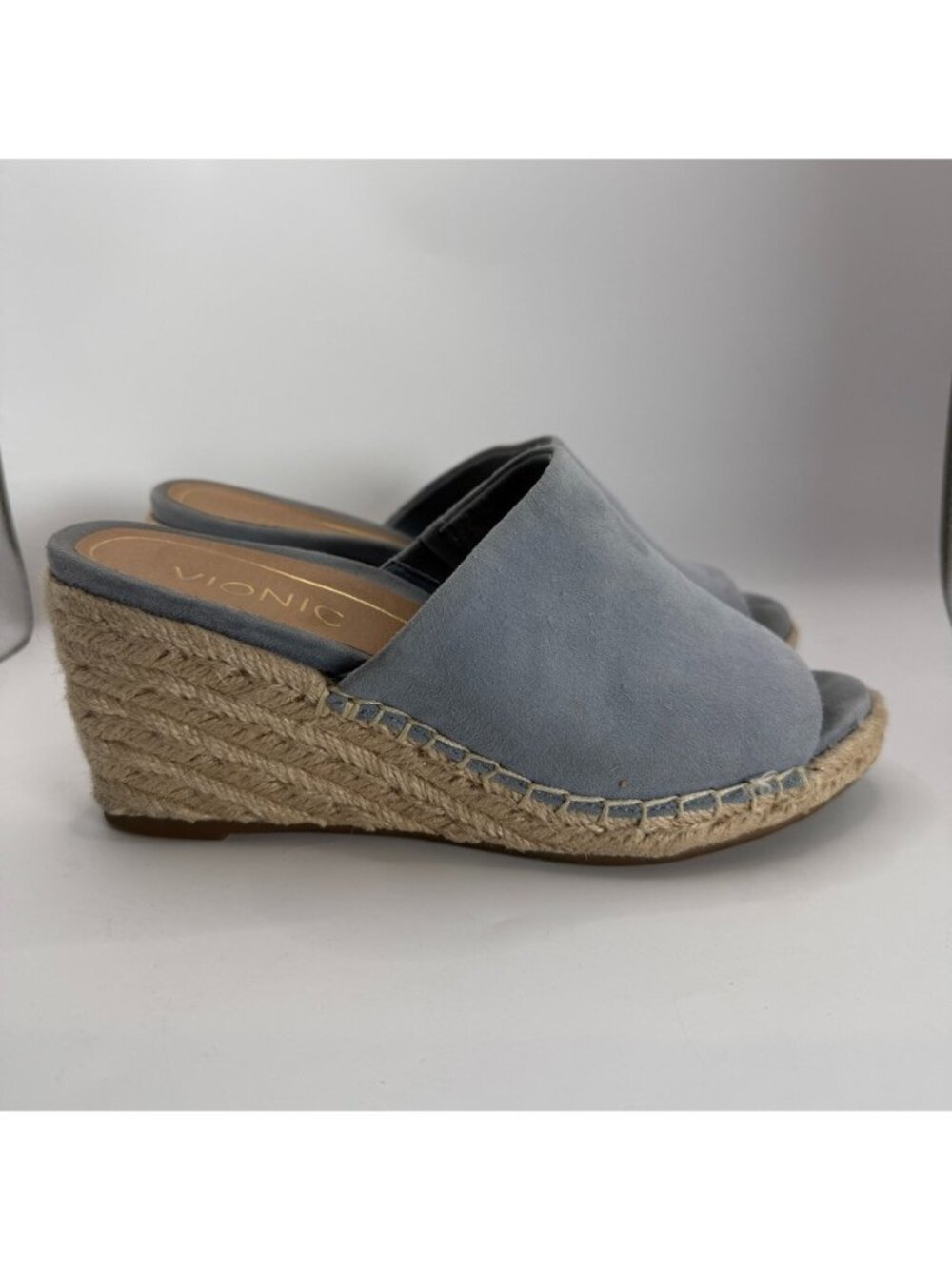 Vionic Tulum Kadyn Espadrille Wedge Slide Sandal Women Size 6 Blue Suede